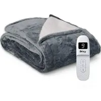 Infinity Goods Couverture électrique - Couverture chauffante - 1 personne - 160 x 130 cm - Avec minuterie - Couverture - Polaire - Anthracite