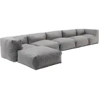 Oviala Canapé d'angle de jardin modulable 6 places gris - Mixi