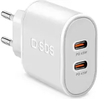 SBS Chargeur 2xusb-c 45w Blanc