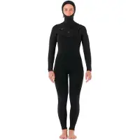 Rip Curl Dawn Patrol H 5/4 Mm Woman Long Sleeve Chest Zip Hooded Neoprene Suit Noir 10 Femme