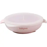 Virgel Assiette en silicone avec ventouse et couvercle rose, 1 pc