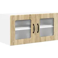 vidaXL Armoire murale en verre LUCCA, chêne Sonoma, 80 x 31 x 40 cm