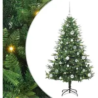 vidaXL Sapin de Noël artificiel pré-éclairé avec set de boules Vert
