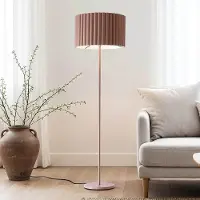 LumenXL Lampadaire Ribella avec abat-jour strié - brun moka