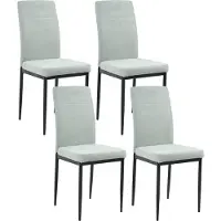 Beliani Lot de 4 chaises de salle à manger, revêtement en polyester vert clair, pieds en fer noir, sans accoudoirs, pour salle à manger