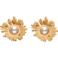 NAEMI Boucles d'oreilles jaune d'or / blanc perle