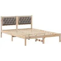 vidaXL Cadre de lit avec tête de lit taupe 140 x 190 cm Pin massif