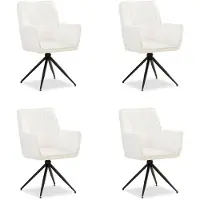Homestyle4u Chaise de Salle à Manger Lot de 4 Moderne Tissu Chenille Blanc Design Chaises de Cuisine Chaises pas Cher Fauteuils Rembourrée