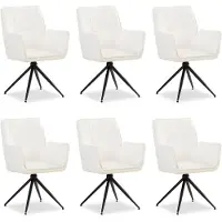 Homestyle4u Chaise de Salle à Manger Lot de 6 Moderne Tissu Chenille Blanc Design Chaises de Cuisine Chaises pas Cher Fauteuils Rembourrée
