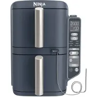 Ninja Air Fryer Double Stack XL 2 tiroirs superposés 6-en-1, 9,5 L avec thermosonde en Bleu nuit | SL451EUCYD | par SharkNinja