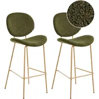 Beliani Lot De 2 Chaises De Bar Luana Bouclé Vert Foncé