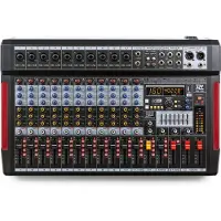 Power Dynamics PDM-T1204 - 12-kanaals mengpaneel Bluetooth, DSP, mp3 en USB audio interface, Table de mixage, Noir