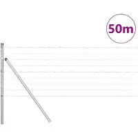 vidaXL Clôture avec poteaux argentés 0,4 x 50 m en acier et PVC
