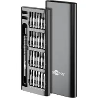 Goobay 77835 Jeu de tournevis avec jeu d'embouts de précision 48 pièces, noir - Jeu d'outils pour les travaux de vissage, de montage et de bricolage de précision