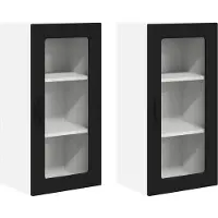 vidaXL Armoire murale en verre LUCCA, lot de 2, noir, 40 x 31 x 80 cm