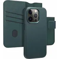 Accezz Étui de télephone portefeuille en cuir 2-en-1 avec MagSafe pour Apple iPhone 15 Pro - Cedar Green