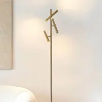 LumenXL Lampadaire de luxe Zhan doré avec 3 spots, variateur tactile et éclairage haut/bas