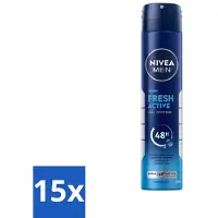 Nivea - Déodorant spray XL - Fresh Active - efficacité longue durée 48h - 200 ml - pack avantage - 15 pièces