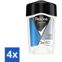 Rexona Men - Déodorant stick - Protection maximale Parfum propre - Anti-transpirant - 45 ml - Pack avantage - 4 pièces