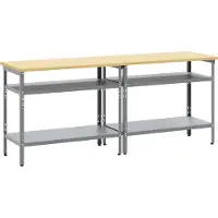 vidaXL : Ensemble de deux établis de travail. Acier revêtu par poudre, beige et gris