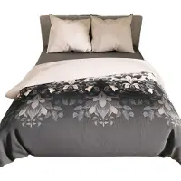 MARKIZETA HOME Literie, linge de lit en satin de coton 200x220 gris Kelly, fleurs