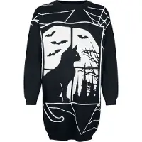 Banned Robe mi-longue Gothic de - Lunaire Knit Dress - S - 4XL - pour Femme - noir/blanc - Taille XL