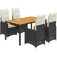 vidaXL Ensemble de jardin bistrot 5 pièces avec coussins noir Poly rotin