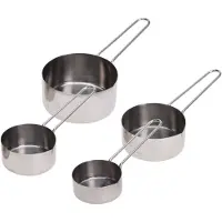 Eh Excellent Houseware Jeu de gobelets gradués, 4 pièces, Verre mesureur, Argent