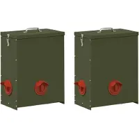 vidaXL Nourrisseur pour poules 2 pcs vert olive 32,5 x 20,5 x 43 cm