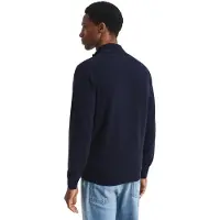 Gant pour homme. 87214 Cardigan en laine de mouton très fine avec fermeture à glissière marine (4XL), Casuel, Coton