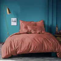 Matt & Rose Housse De Couette Unie En Coton Lavé Terre Cuite 260x240cm