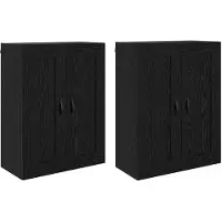 vidaXL Armoire murale, 2 pièces, noir, aspect chêne, aggloméré
