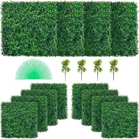 Vevor Panneaux de Buis Artificiels 20X20pouce Haie Artificielle Réaliste 12pcs Protection UV Panneaux Muraux de Haie de Buis Construction Solide Frais Faux Feuillage Toile de Fond Décoration Murale