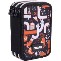 Milan Filled Triple Decker Pencil Case Fingers Special Series Noir Homme