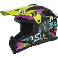 LS2 MX708 Fast II Gorilla Purple H-V Jaune Casque Cross Taille 2XL