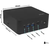 MSI Cubi NUC 13MQG-065BEU, 0,84L, Mini barebone PC, Intel SoC, connectivité réseau Ethernet, Wi-Fi 6E (802.11ax), 120 W