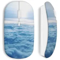 MANIACASE Souris sans fil - Nuages - Blanc - Compatible Mac et PC - Clé USB wifi incluse - Technologie sans fil
