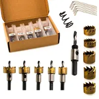 Rosfix Jeu de 5 Scies Cloches HSS – 16 – 30 mm, Revêtement Titane | Pour Métal, Acier, Bois, Plastique | Précision et Durabilité