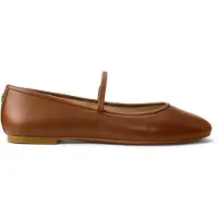 Ralph Lauren pour femme. 802977874002 Pantoufles Jayna en cuir nappa marron (39), Plat, Aucun, Boucle, Casuel, Classique