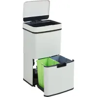 En.casa Sensor Poubelle 'Venna' inox à 3 compartiments beige 72 L
