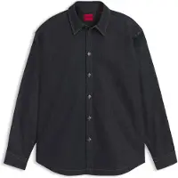 HUGO Chemise Oversize en denim bleu foncé et lourd