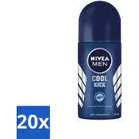 Nivea - Cool Kick - Déodorant à bille pour hommes - 48 heures de protection - 50 ml - pack avantage - 20 pièces