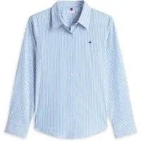 Tommy Hilfiger Chemisier 'Regular Fit Flag Embroidery' bleu marine / bleu roi / rouge / blanc