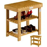 Casaria Rangement chaussures - Banc 3 étagères 50x30x46cm - Bois d'acacia
