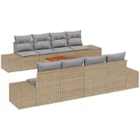 vidaXL Ensemble de canapés de jardin , 9 pièces, beige, en polyrotin