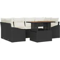 vidaXL Ensemble de canapés de jardin , 7 pièces, noir et crème
