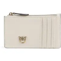 Pinko porte-cartes Airone Cardholder Sheep Nappa Chevron White - Antique Gold écru