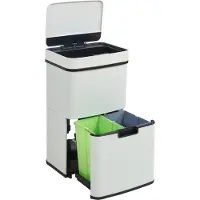 En.casa Sensor Poubelle 'Venna' inox à 3 compartiments beige 62 L