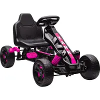 AIYAPLAY Kart à pédales pour enfants, karting enfant avec roue libre, frein, roues EVA antidérapantes, avancer et reculer, voiture à pédales pour garçons filles de 3 à 6 ans, rose