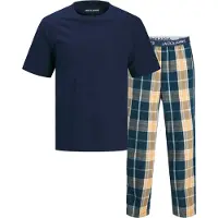 Jack & Jones Pyjama long 'JACLUCA' crème / bleu marine / pétrole